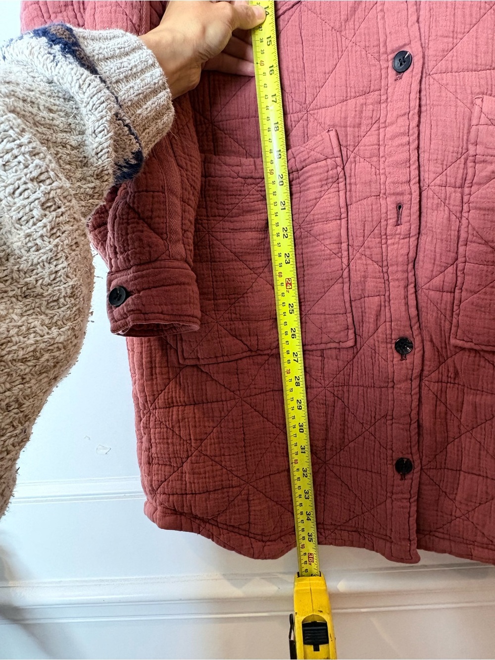 Avec Les Filles Quilted Long quilted farm girl jacket in Dusty Rose - Picture 15 of 16